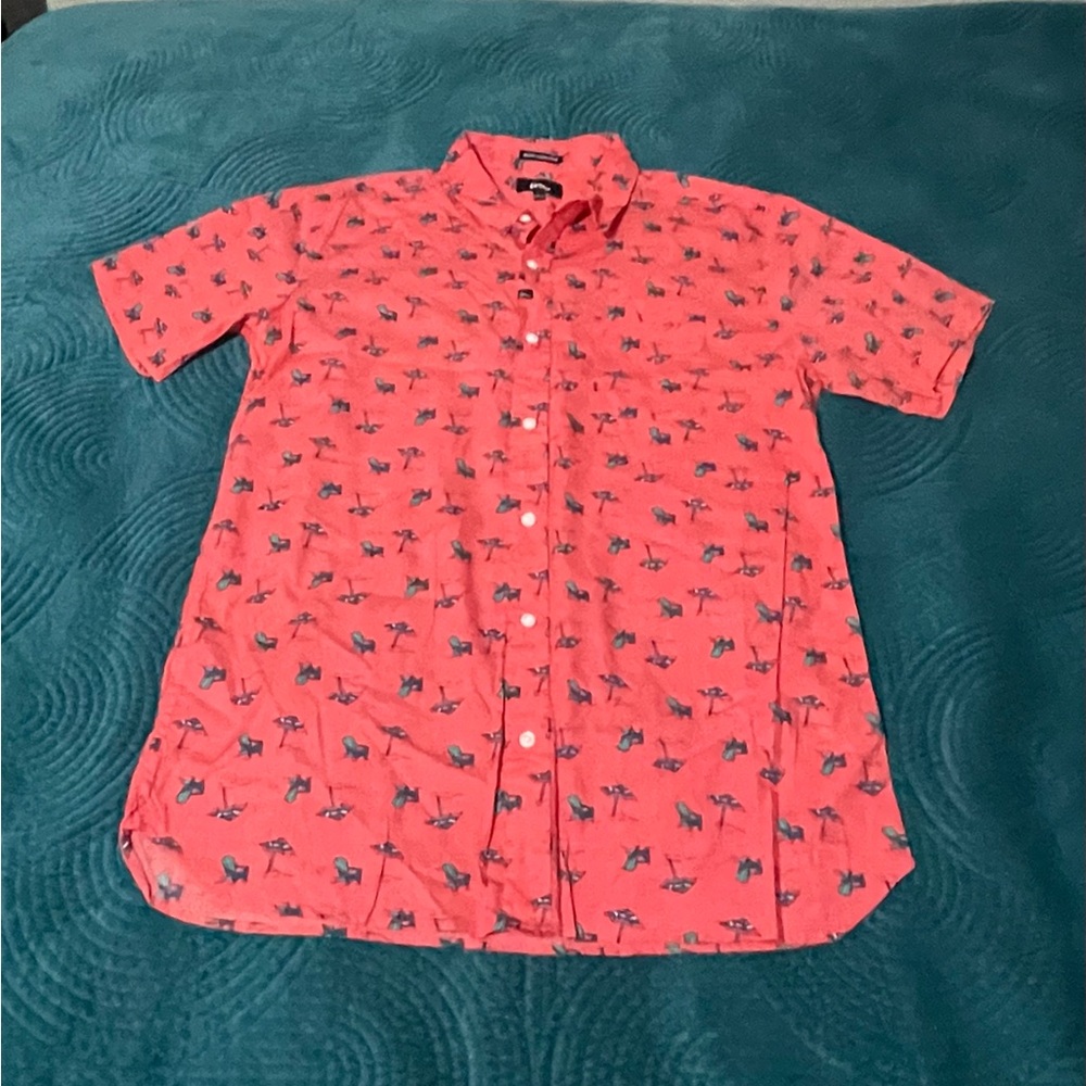 Mens Coral Imperial Motion Button Shirt- L